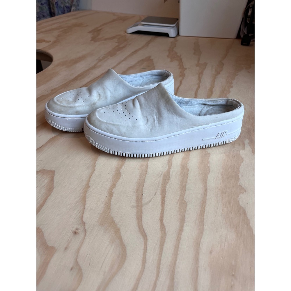 Nike Air Force 1 Lover XX White Leather Slip On Mule Platform Womens 8.5
